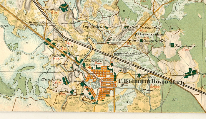 Вышний Волочёк на карте Менде. 1850 г.