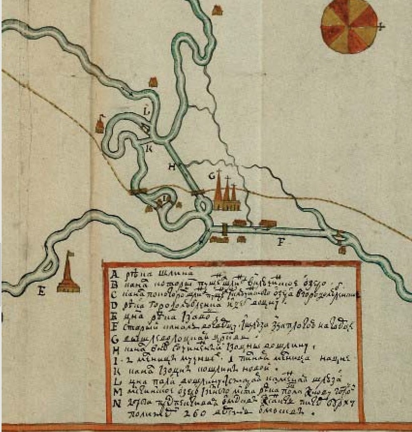 Вышний Волочёк с карты начала XVIII в.